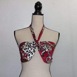 SHEIN Graphic Backless Crop Halter Top